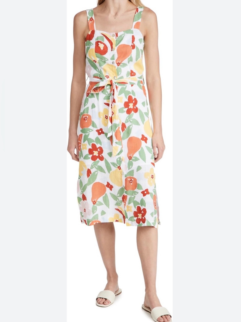 RAILS Revolve Clement Fruit Bunch Midi Linen Button Front Belted Dress Sz XS